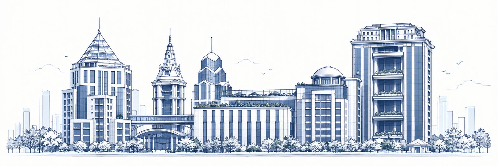 Line drawing of the Bangalore skyline
